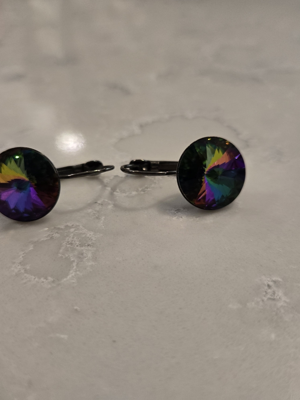 Electra Rivoli Crystal Drop Earrings - Multi-Color In Black Setting - Picture 4 of 4